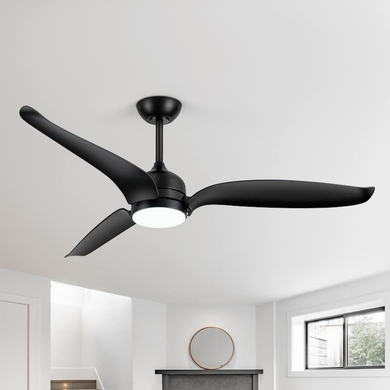 60" Black 3-Blade Ceiling Fan with LED Light Kit and Remote