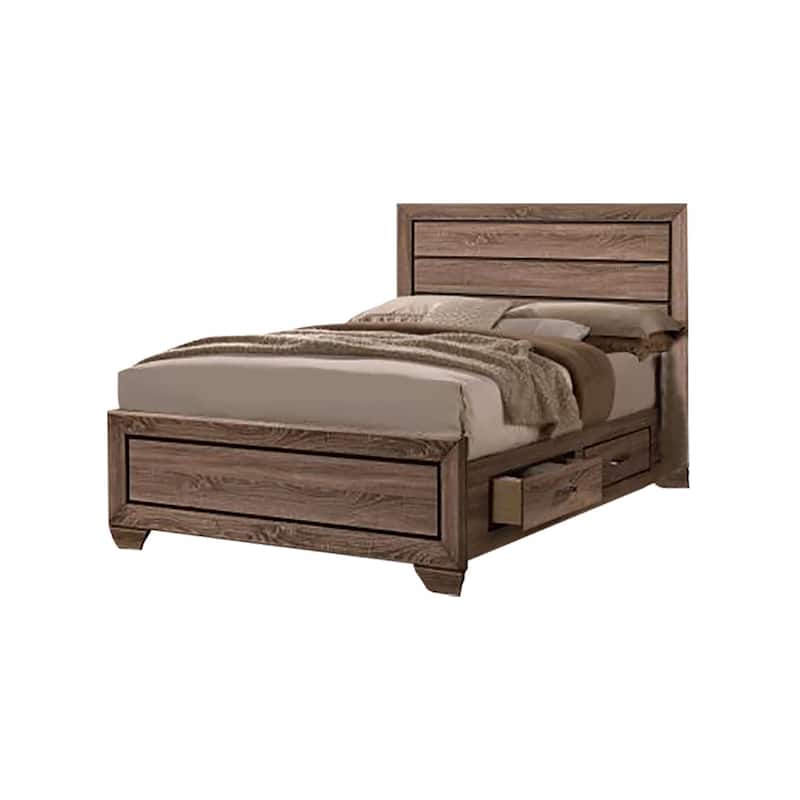 Wooden Bed in Washed Taupe - Queen