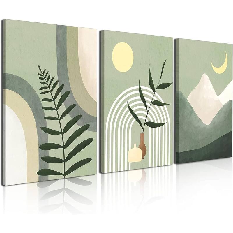 Sage Green Minimalist Framed Canvas Wall Art - 12 x 16