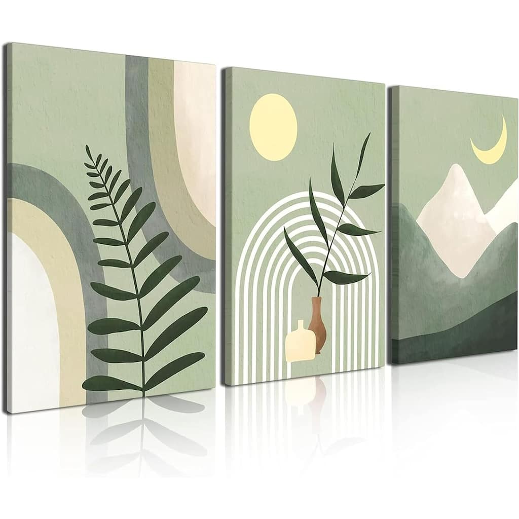 Sage Green Minimalist Framed Canvas Wall Art