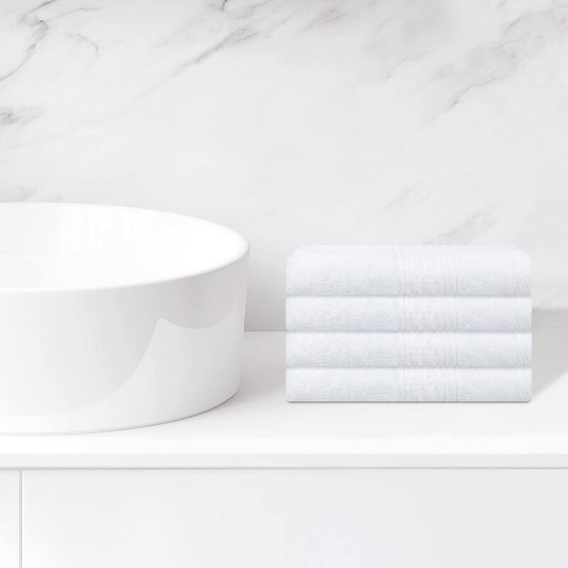 Cotton Washcloths Set, Highly Absorbent and Comfort Washcloth, Essential Face Towel for Bathroom, Spa, Gym 13" x 13" - White - 4 Pack