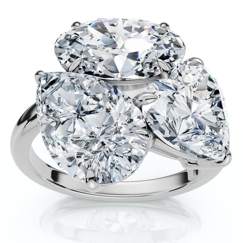 Certified 6Ct Abstract 3-Stone Diamond Ring White Gold Lab Grown