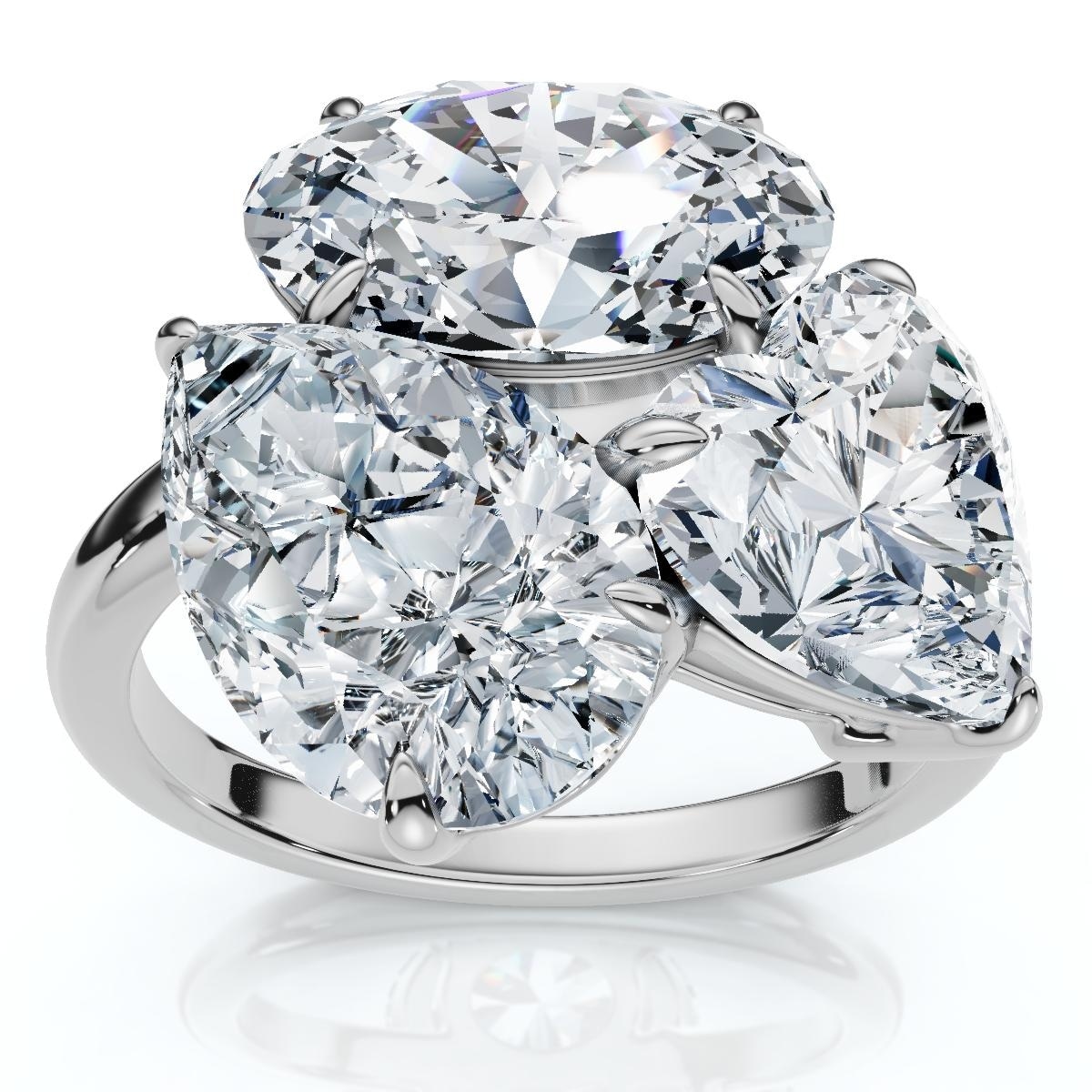 Bliss Diamond Certified 6Ct Abstract 3-Stone Diamond Ring White Gold Lab Grown