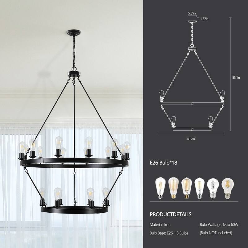 Cicyy Modern Large Black 26 Lights Metal Wagon Wheel Chandelier