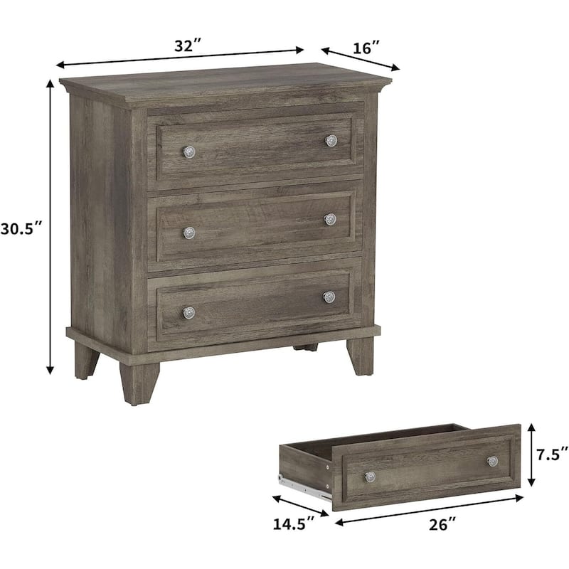 3 Drawer Dresser, Wooden Storage Chest of Drawers for Bedroom, Living Room, Hallway