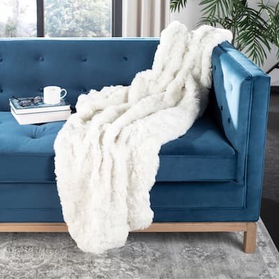 SAFAVIEH Temenuga Faux Chinchilla Throw White