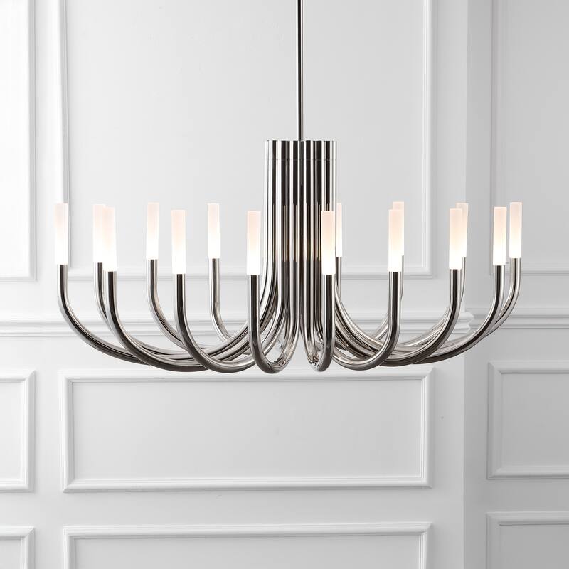 SAFAVIEH Couture Evonne 12-Light Adjustable Chandelier with LED Bulbs - 50"W x 22"D x 62"H