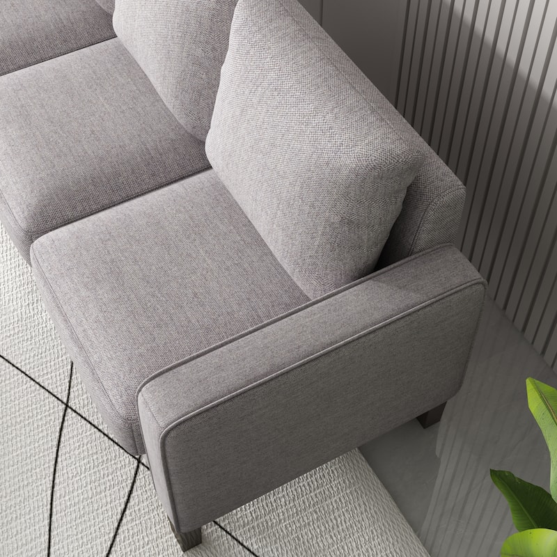 Living Room Furniture 3-Seat Sofa with Sturdy Structure and Solid Wood Legs, Comfortable Cushions, Easy Assembly