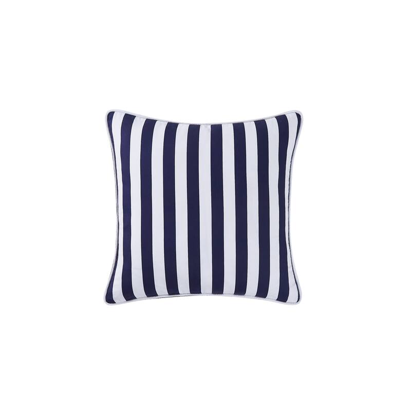 Brooklyn Loom Levi Stripe 20x20 Decorative Pillow with Removable Cover - White/Navy