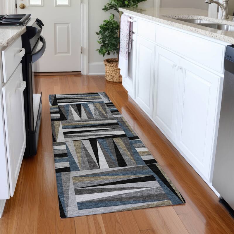 Premium Washable Super Soft Modern Glase Mayfield Rug - Black - 2'3" x 7'6"