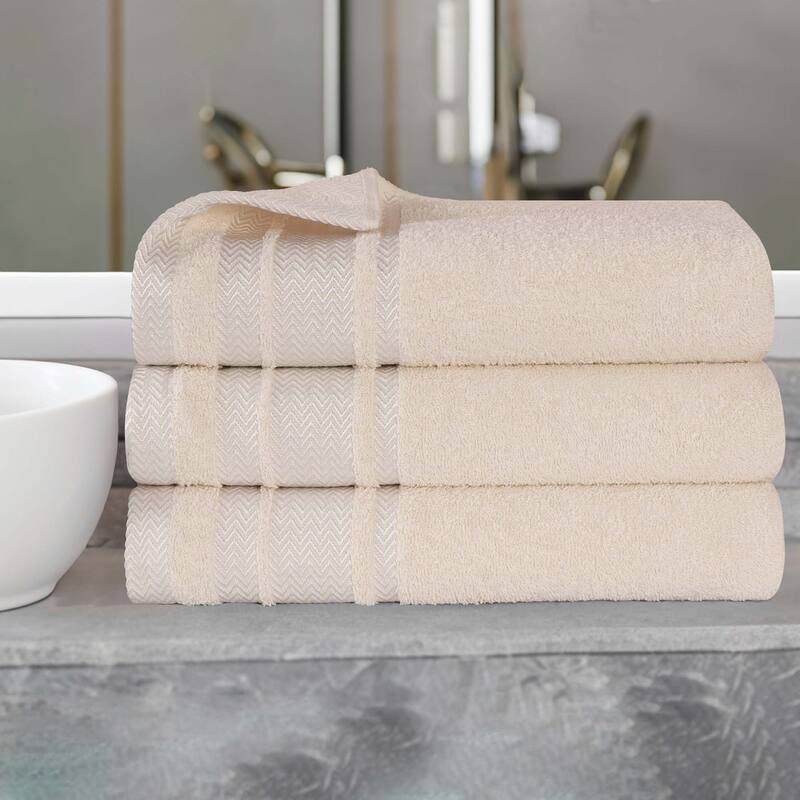 Superior Hays Cotton Soft Medium Weight Bath Towel Set of 3 - Ivory