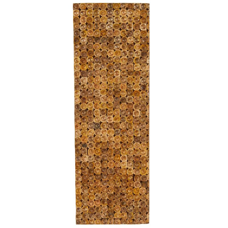 Mango Wood Abstract Handmade Stacked Tree Trunks Wall Decor - Brown - Roche River Decor - Brown - 16"W, 47"H