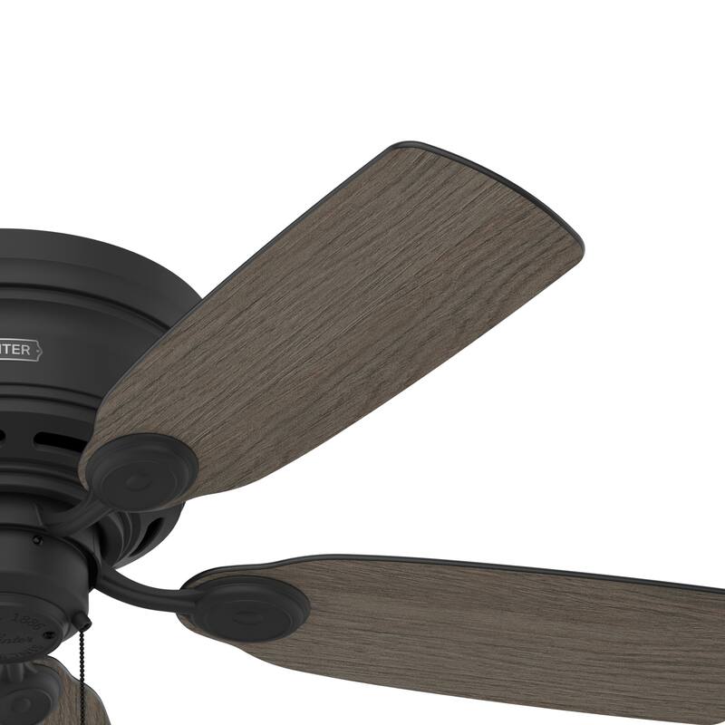 Hunter 42" Low Profile IV Flush Mount Ceiling Fan and Pull Chain, Matte Black - Traditional, Transitional