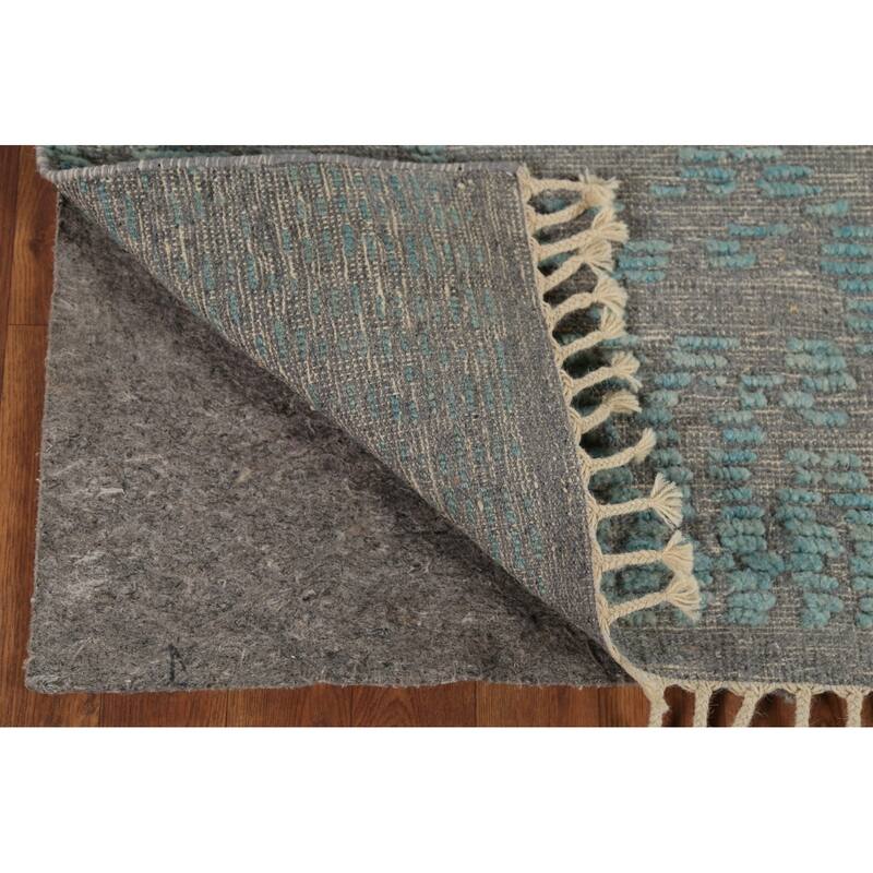 All-Over Gray & Blue Moroccan Abstract Area Rug Handmade Wool Carpet - 4'11"x 8'0"