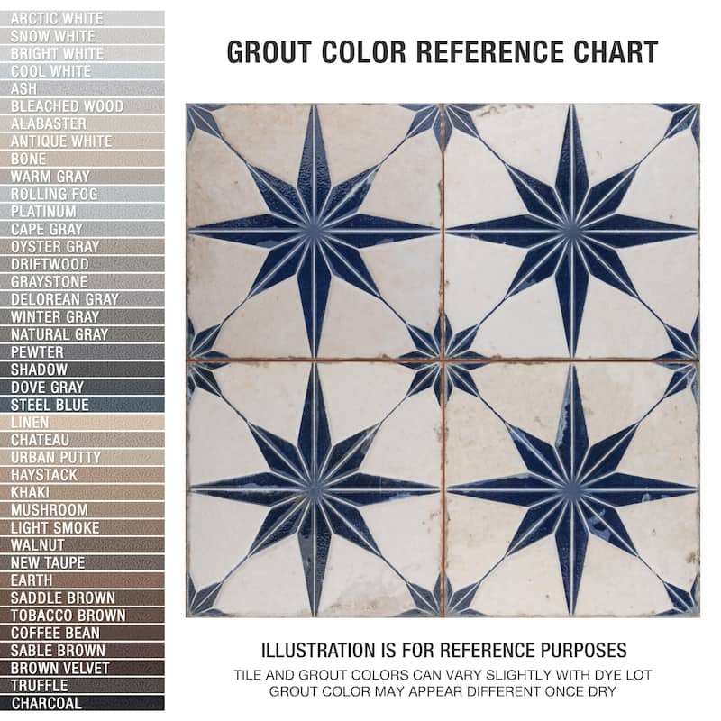Merola Tile Kings Star Luxe Blue 17-5/8" x 17-5/8" Ceramic Floor and Wall Tile