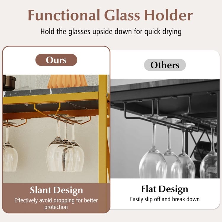 21 Bottle Wine Rack Floor Stand with Glass Holder and Storage Shelf