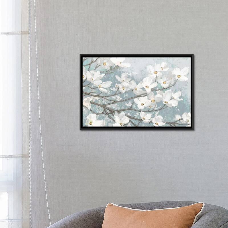 iCanvas "Dogwood Blossoms II In Blue Gray Crop" by James Wiens Framed Canvas Print