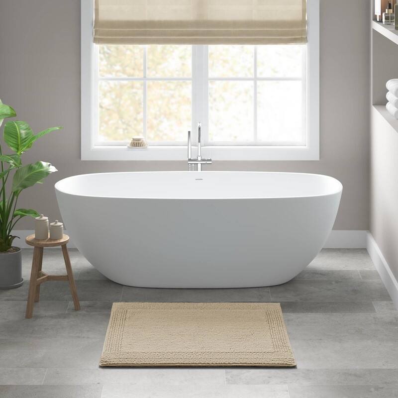 1 PCS 17x24" Cotton Tufted 3000 GSM Reversible Bath Rug White