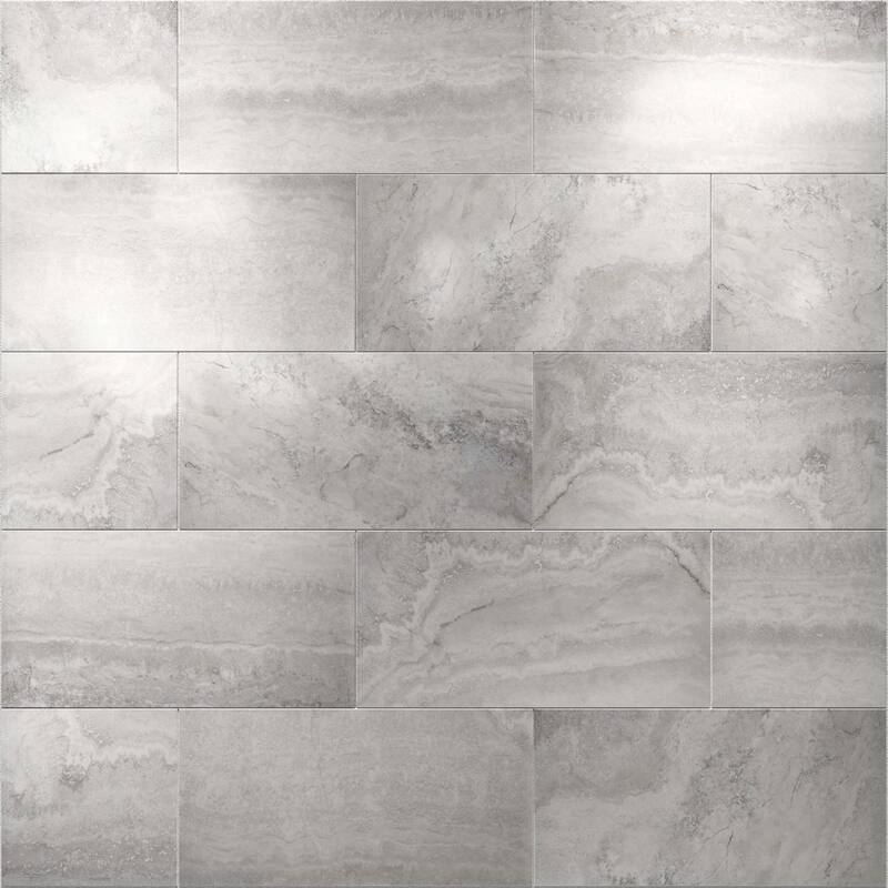 Cruz Bay Studio MKT61152 Tufo - 12" x 24" Rectangle Floor and Wall - White Polished