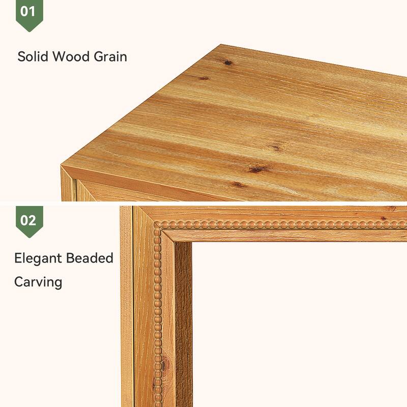 2-Tier Solid Wood End Table with Storage Shelves, Side Table Nightstand for Living Room Bedroom