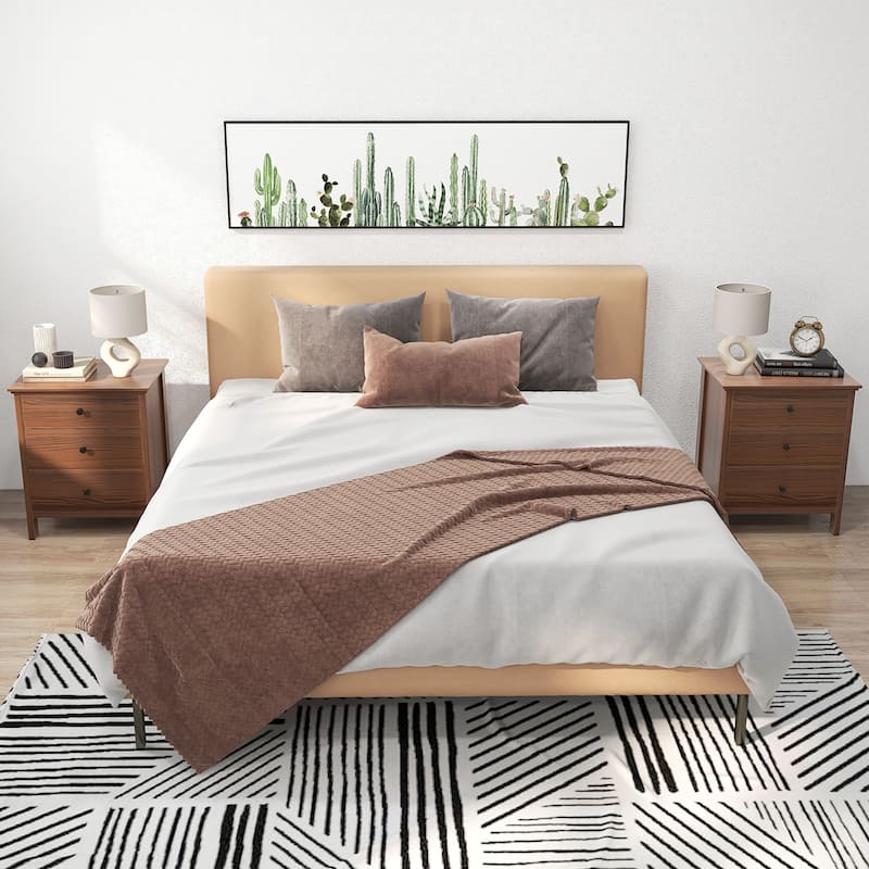 Gymax Set of 2 Nightstand Beside End Side Table Accent Table Brown - See Details