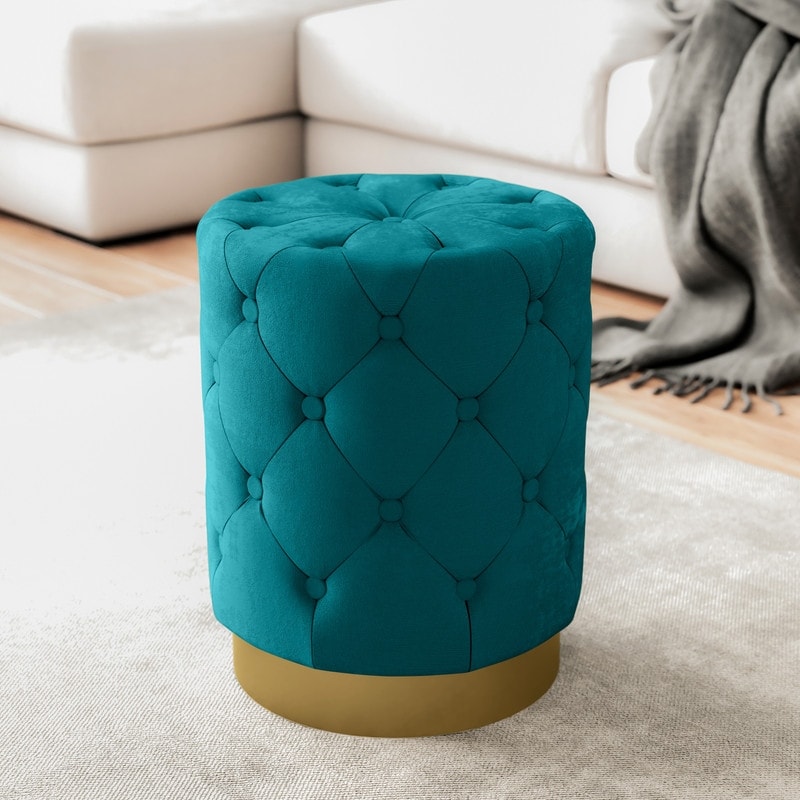 Zelfa round deals tufted velvet ottoman