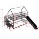 preview thumbnail 4 of 12, Twin over Twin Size Metal Bunk House Bed with Convertible Staircase