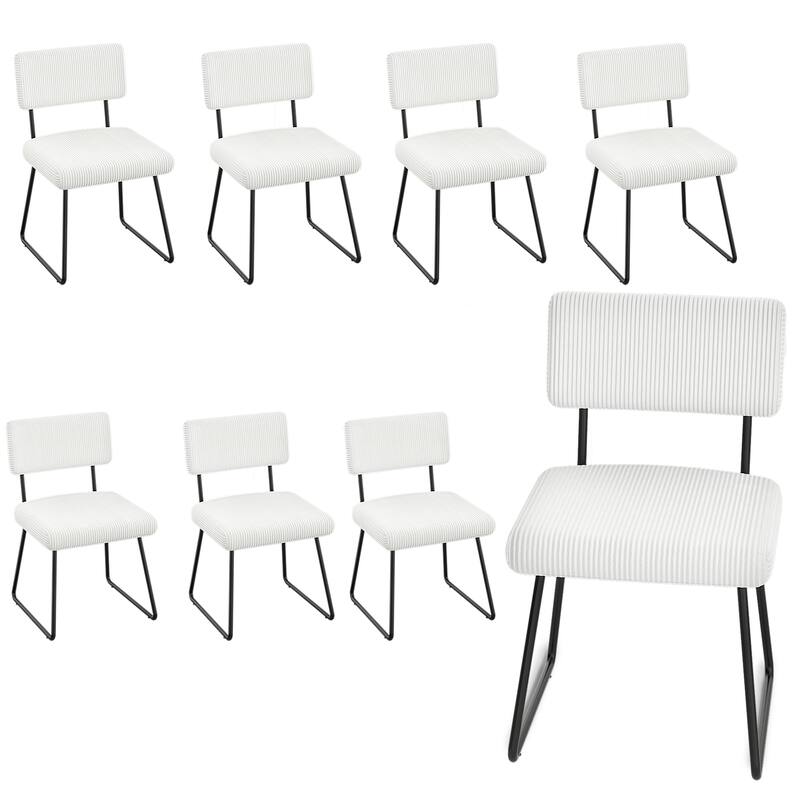 Modern Set of 2/4/6/8 Dining Chairs Upholstered Chairs with Open Back for Dining Room and Kitchen - Set of 8 - White