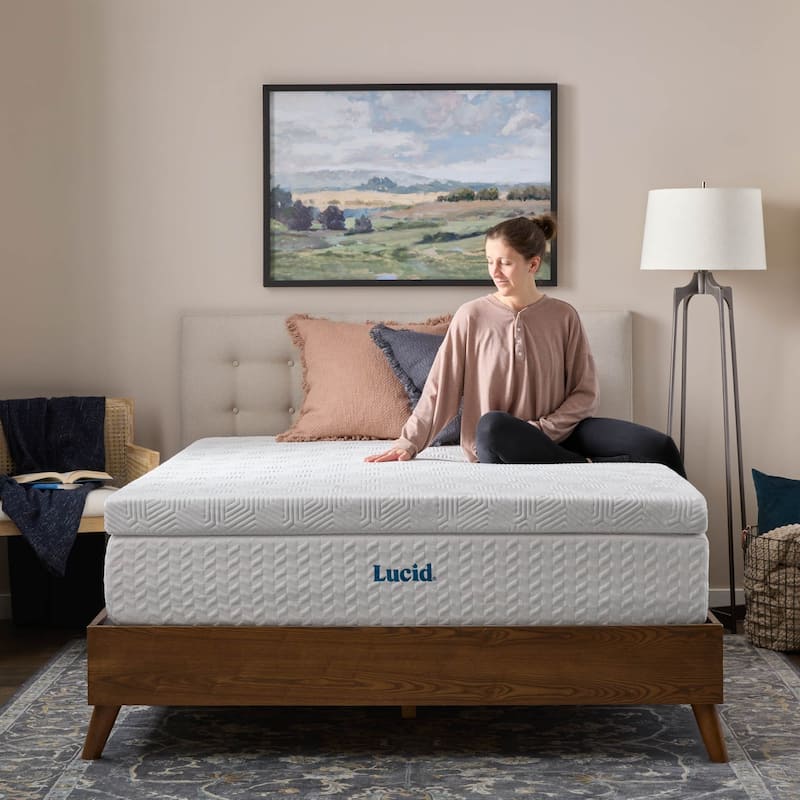 Lucid Bamboo Charcoal and Gel Memory Foam Covered Mattress Topper 2,3,4 inch - N/A