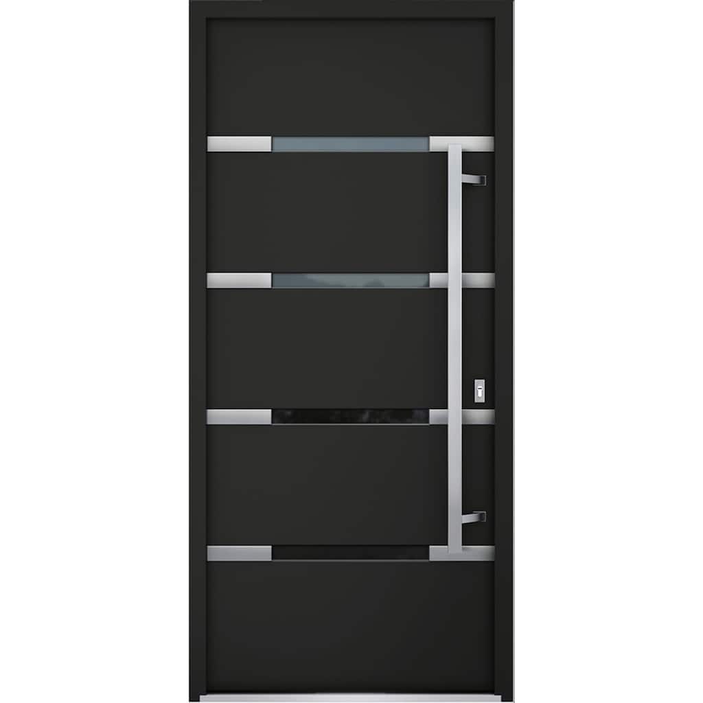 Front Prehung Steel Door 1105 Black Enamel Stainless Inserts W36xH80 Lh I