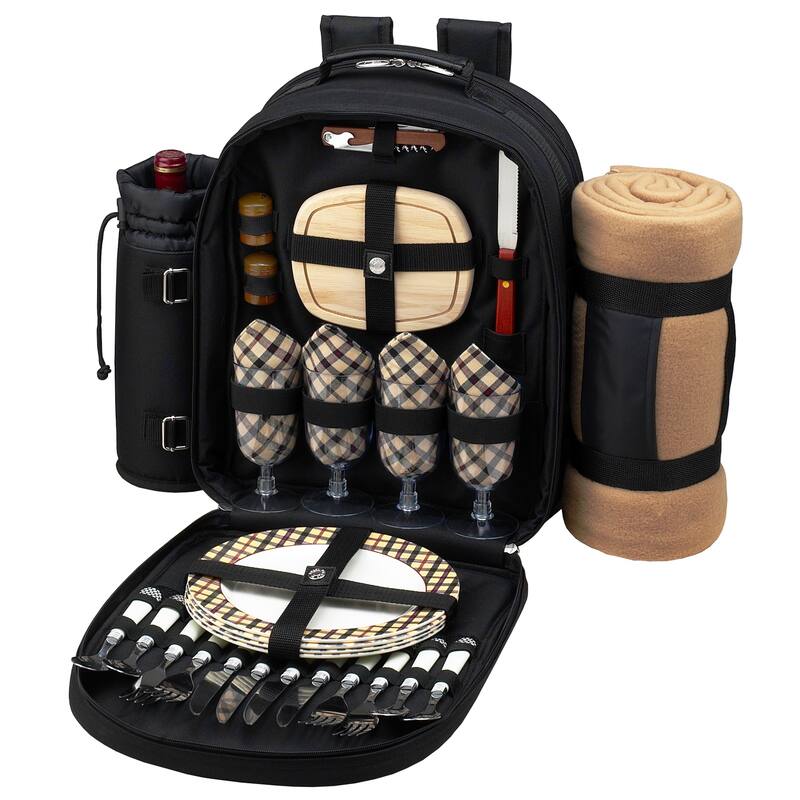 Picnic at Ascot Four Person Equipped Picnic Backpack with Blanket