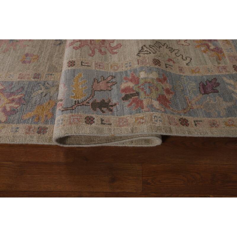 Transitional Oushak Turkish Area Rug Hand-Knotted Wool Carpet - 5'0"x 7'11"