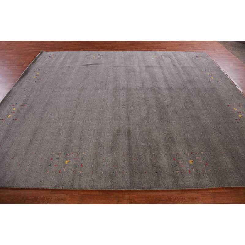 Hand Knotted Oriental 100% Wool Carpet Tribal Tribal Greys & Charcoal Gabbeh Area Rug - 10' 2'' X 8' 4''