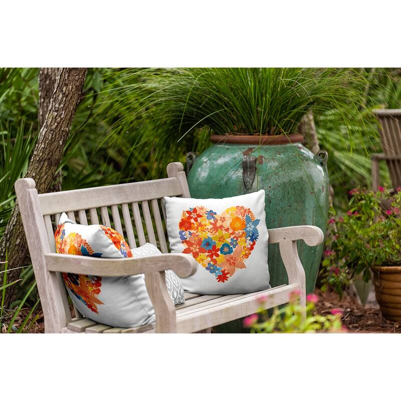 Flowery Heart Decorative Throw Pillow