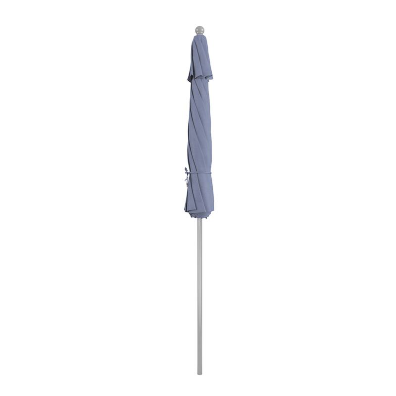 California Umbrella 9' Rd. Aluminum Frame, Fiberglass Rib Patio Umbrella, Push Open,Anodized Silver Finish, Sunbrella Fabric