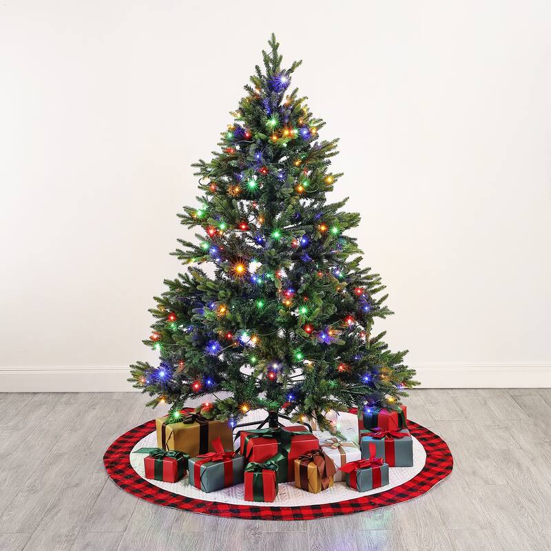 SAFAVIEH Kerri 5.5 Ft, Pre-Lit Artificial Christmas Tree - 50" W x 50" D x 66" H - 50Wx50Dx66H