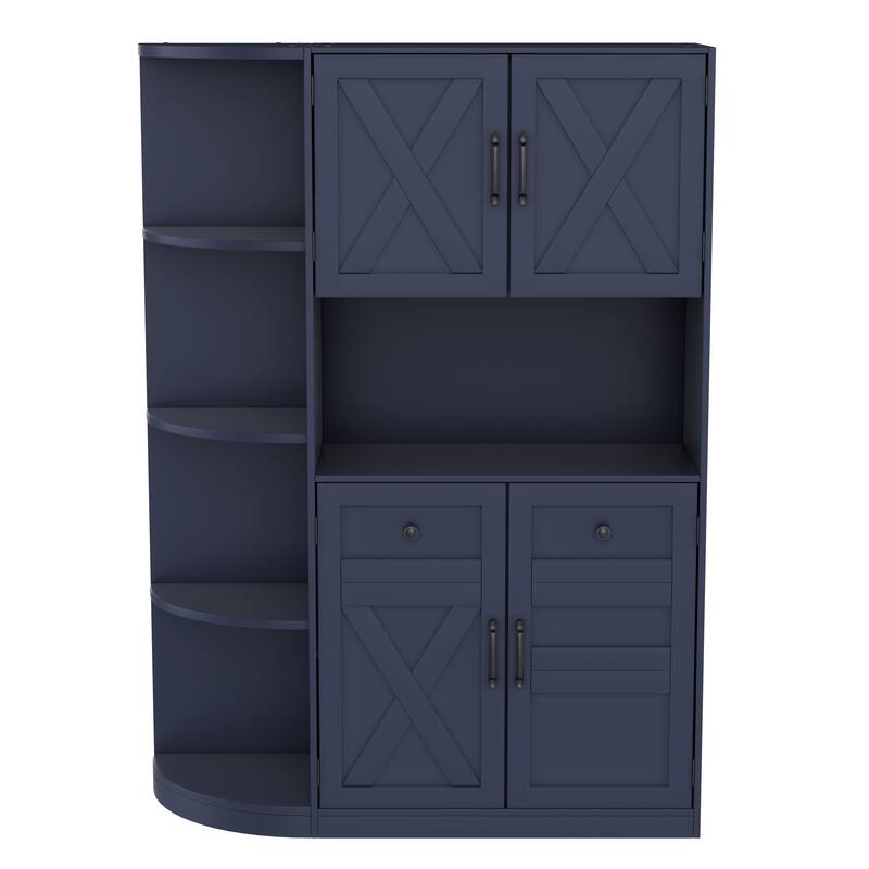 2-in-1 Hall Tree & Storage Cabinet for Living Room, Multifunctional Left-Right Combination Hall Cabinet with Bench and 4 Hooks