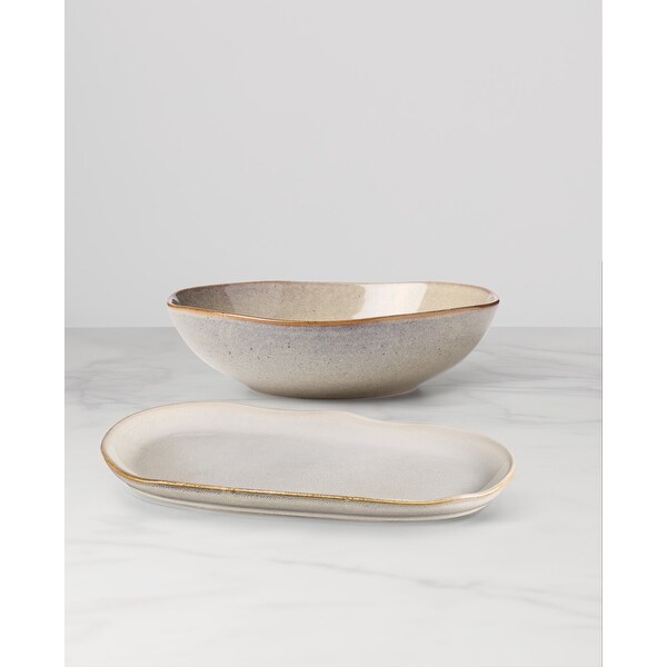 【Oneida】 パンチボウル / パンチカップ10個 / トレー 巨大！！ Oneida Organic Shades 2-Piece Serving Set, Bowl & Tray Set - Bowl