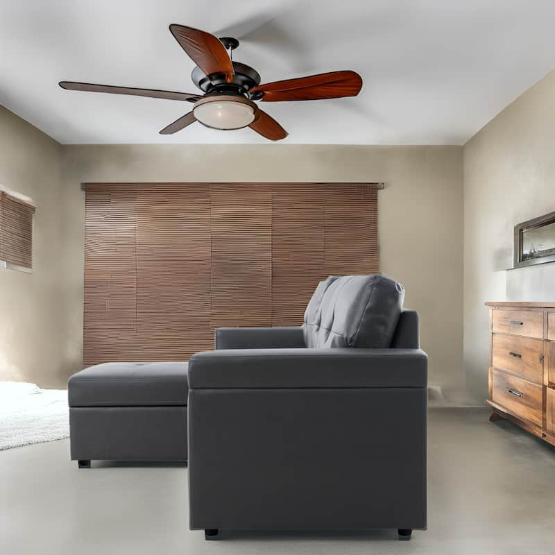 Reversible Sectional Sofa with Pull-Out Sleeper Bed, Hidden Storage Chaise, Durable Legs,