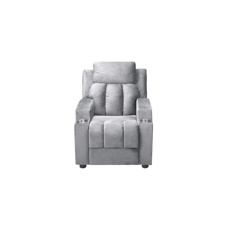 Deluxe Kids Recliner Chair with Footrest Headrest and 2 Cup Holders Microfiber Kids Recliner for Age 3+ Years