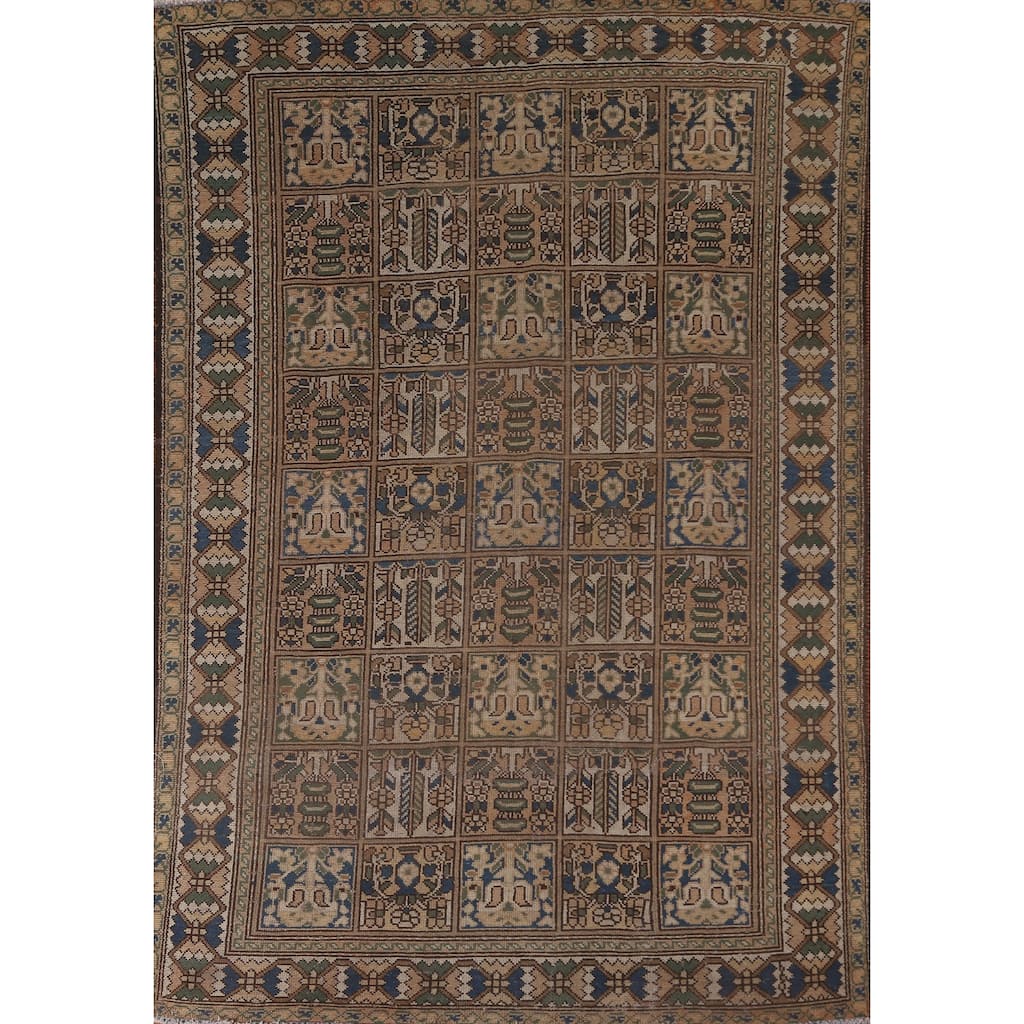 Garden Design Bakhtiari Persian Vintage Rug Geometric Wool Carpet - 6'11"x 9'6"
