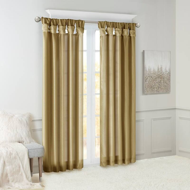 Twist Tab Lined Window Curtain Panel - Bronze