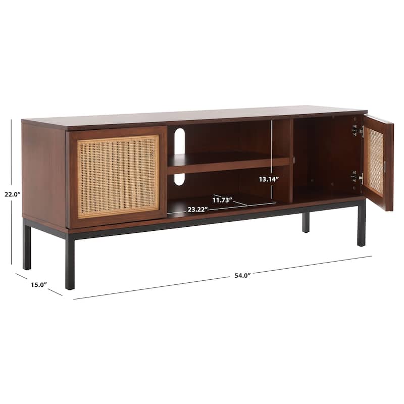 SAFAVIEH Zadie 1 Shelf Rattan Media Stand - 54" W x 15" D x 22" H