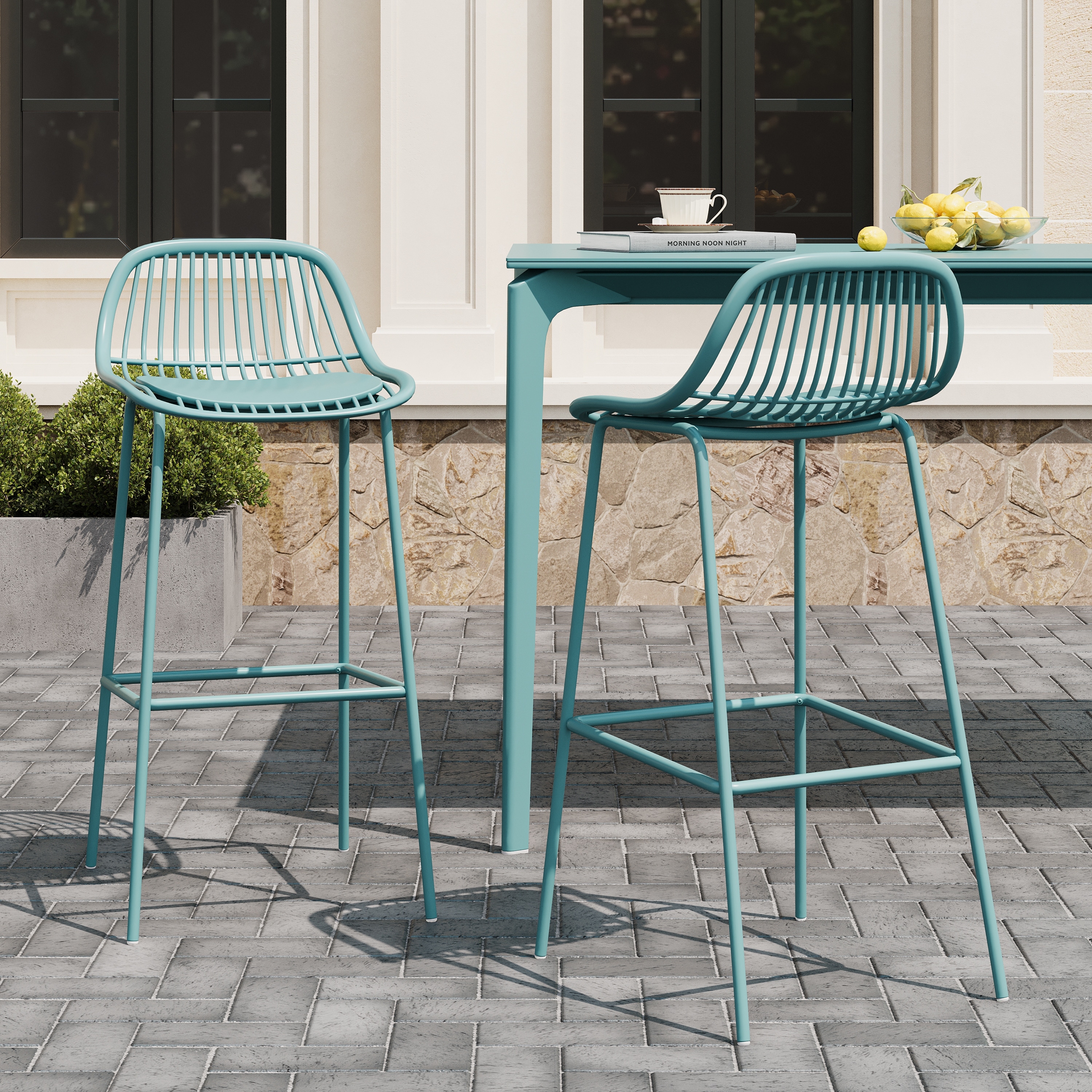 Christopher Knight Home - Benson Modern Outdoor Barstool with Weather-Resistant Design - Set of 2