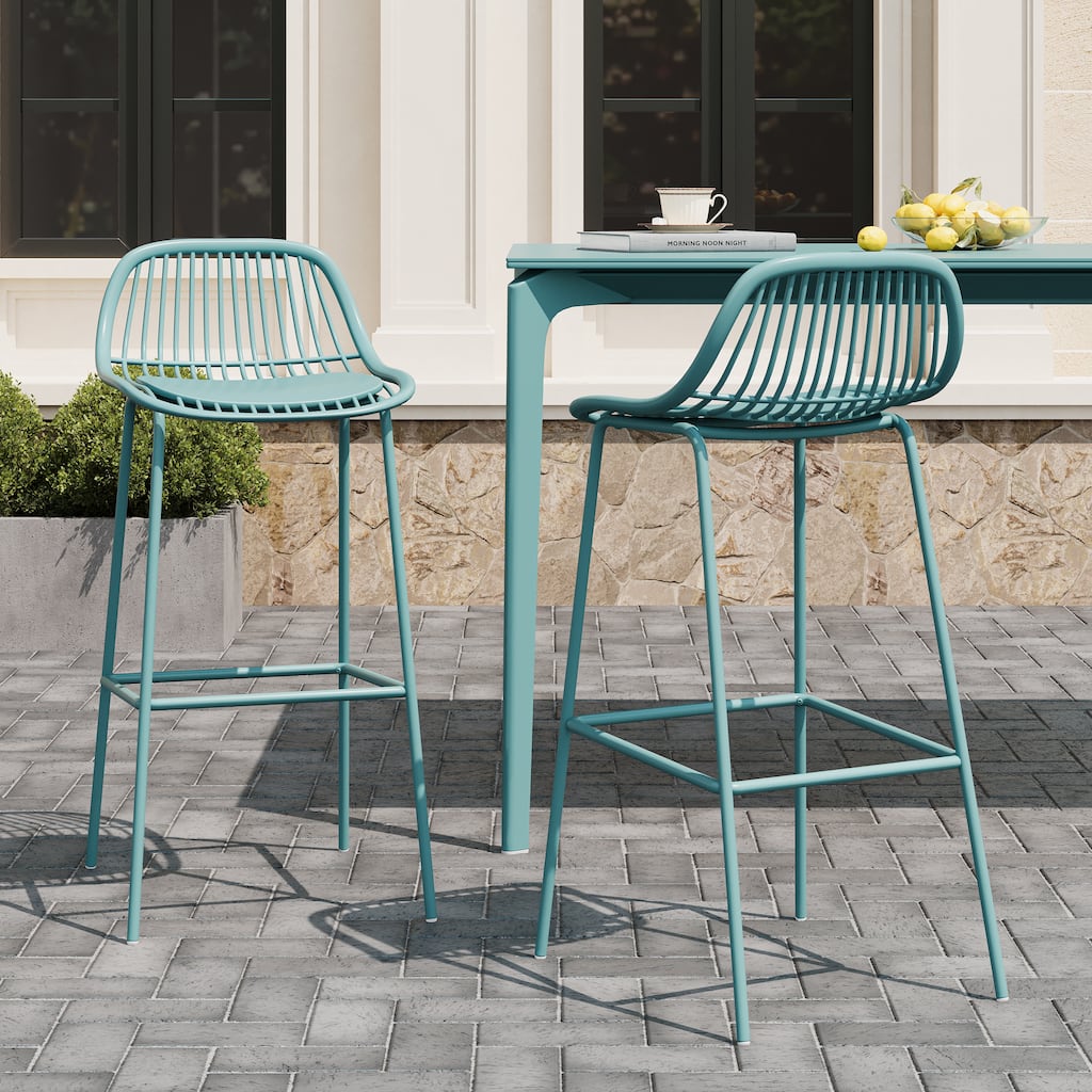 Christopher Knight Home - Benson Modern Outdoor Barstool with Weather-Resistant Design - Set of 2