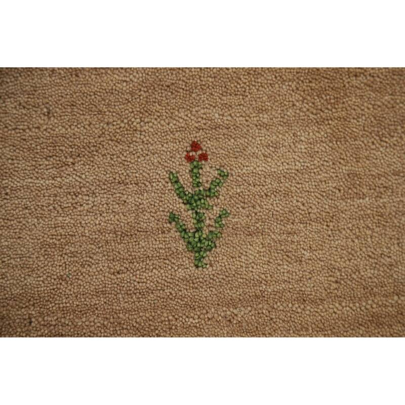 Tribal Gold Gabbeh Oriental Area Rug Hand-Knotted Modern Wool Carpet - 4'8" x 6'6"