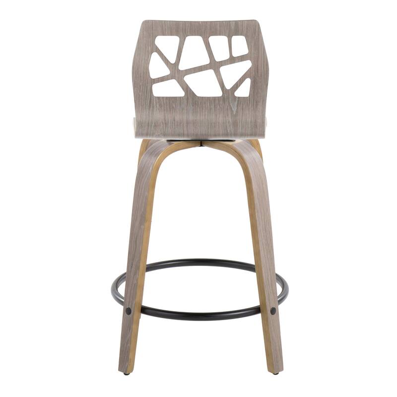 Carson Carrington Sala 24" Fixed-Height Counter Stool with Bent Wood Legs & Round Footrest (Set of 2)