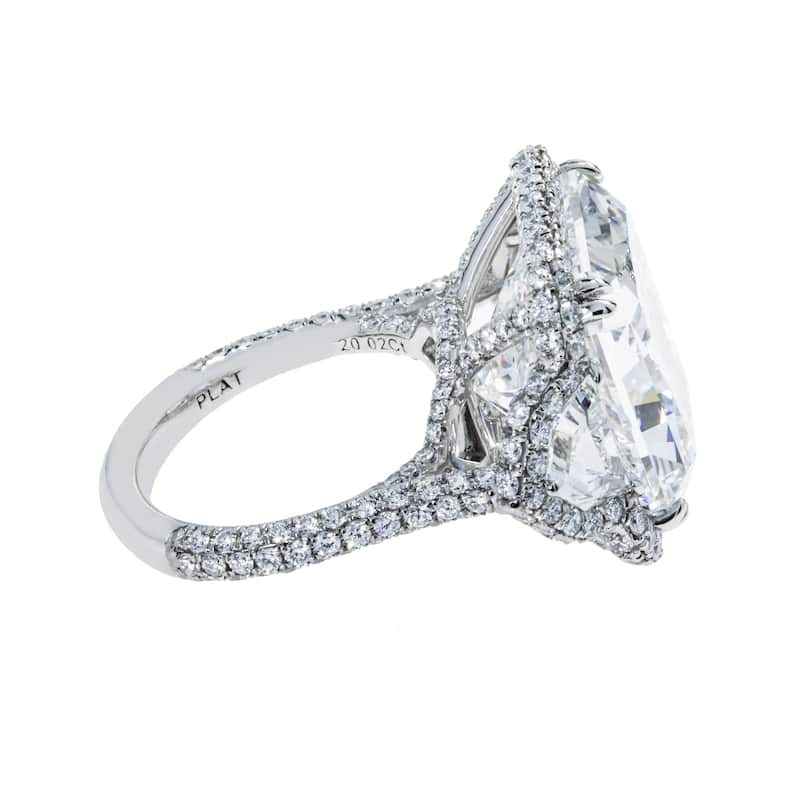 House Of Leon Platinum 20.03ct Square Radiant Triple Diamond Engagement Ring 23.13ctw GIA