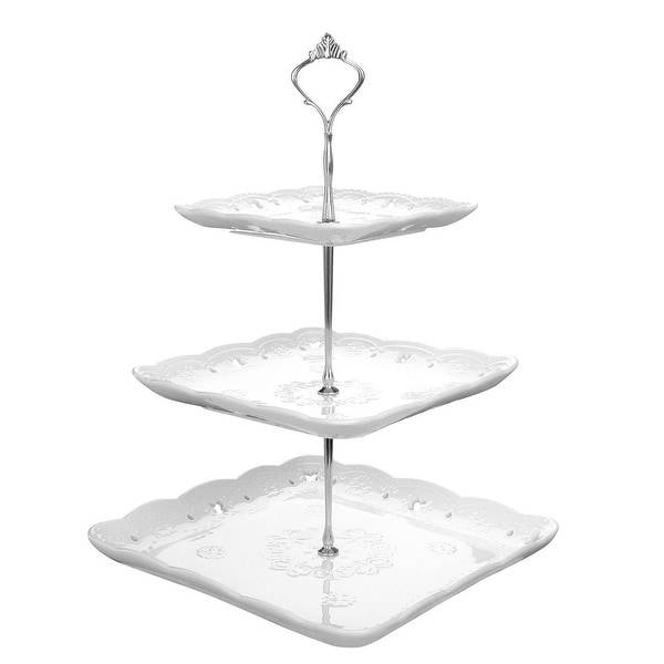 Dessert Stand Tiered Serving Stand Serving Tray Platter for Tea Party Wedding Baby Shower Buffet Server Kanwone 3-Tier Porcelain Cupcake Stand Matte White