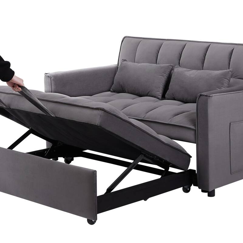 3-in-1 Convertible Modern Velvet Sofa Bed
